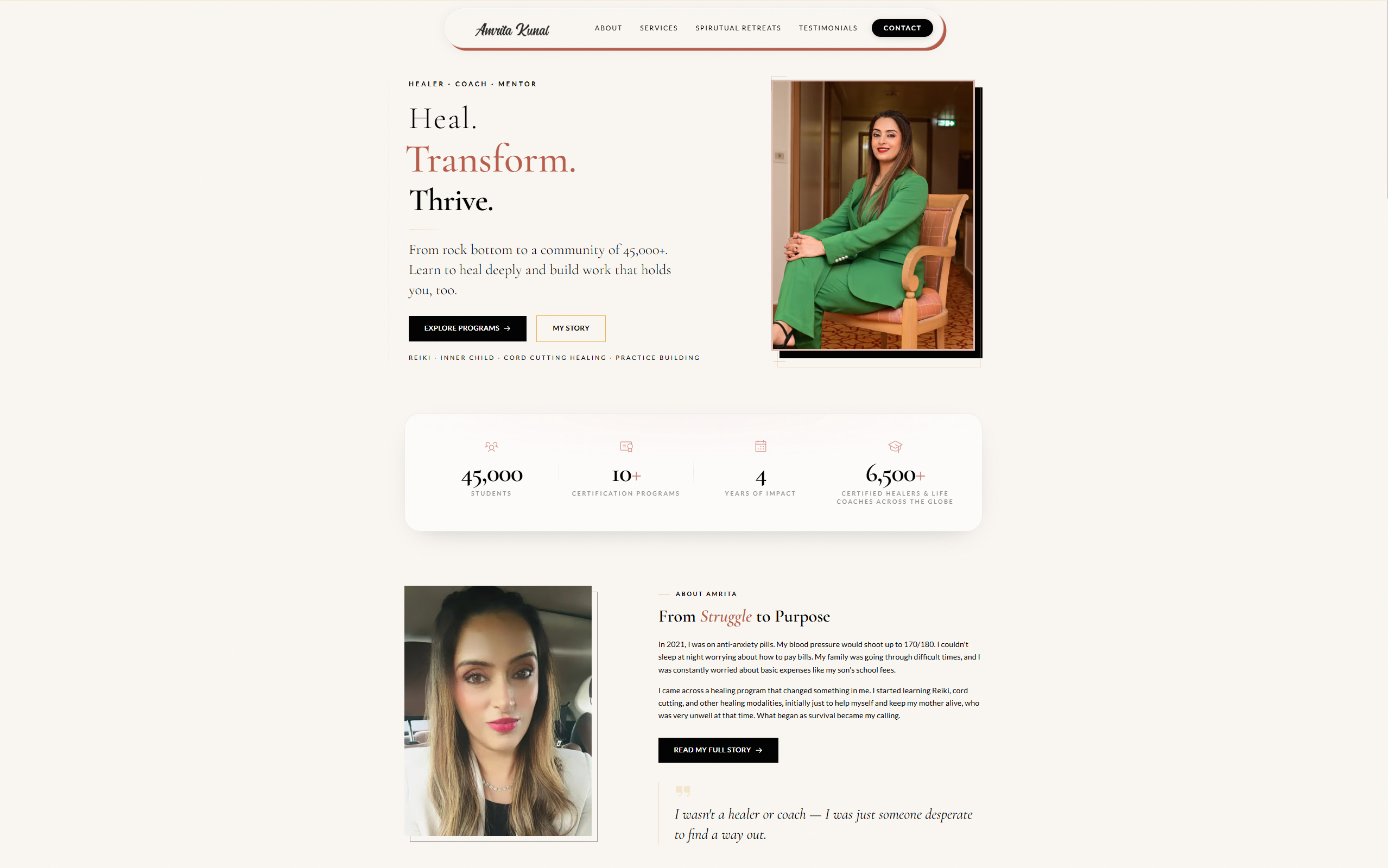 Amrita Kunal - Healer Coach Personal Brand Website