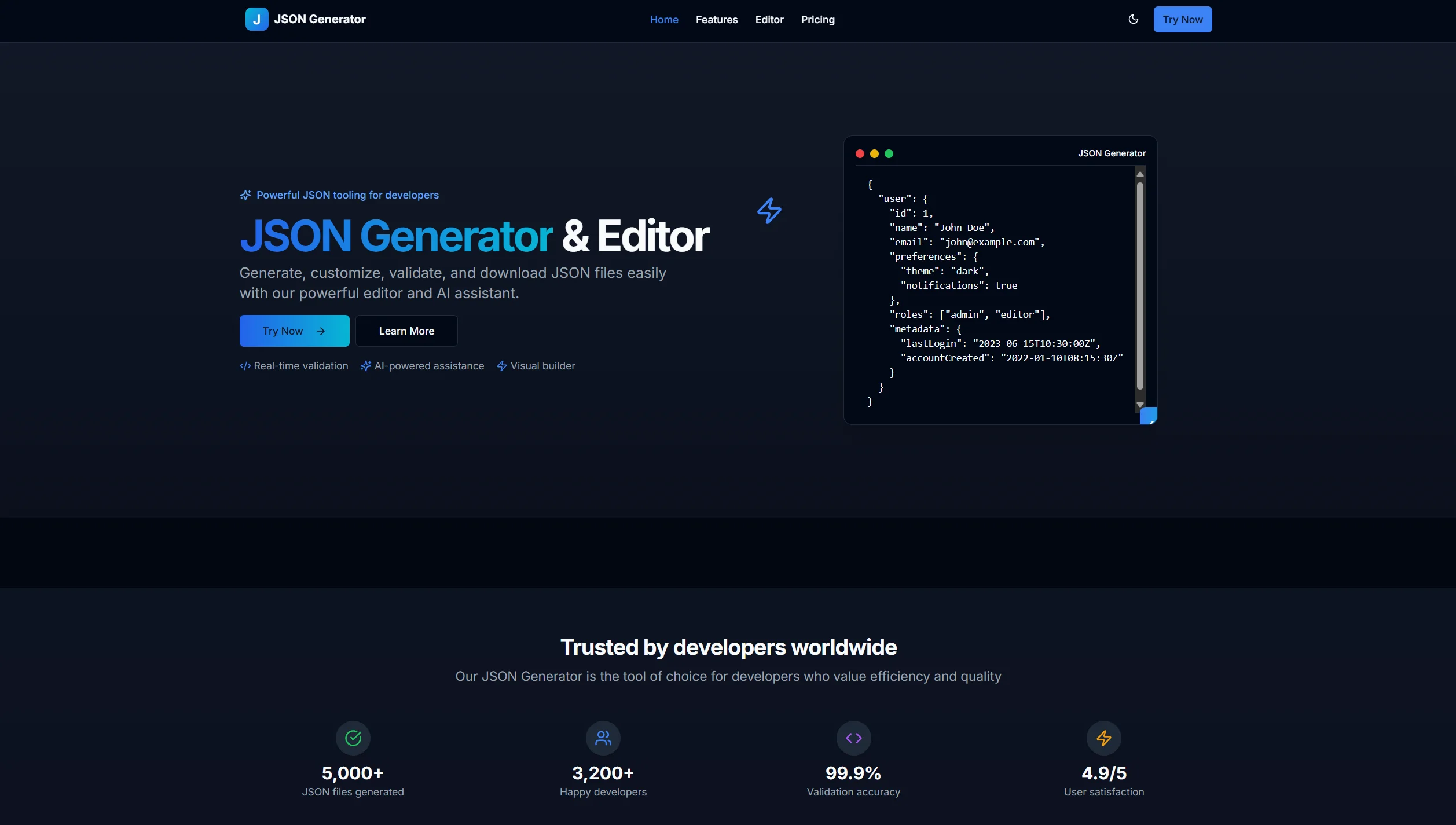 JSON Generator – Smart JSON Generator & Editor
